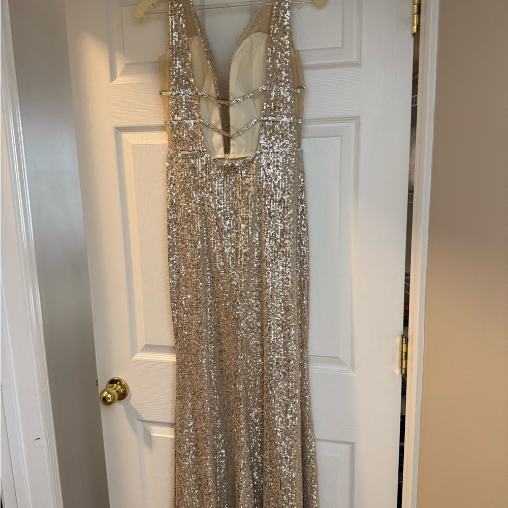 Vienna Prom Sequin Dress in Gold and Silver